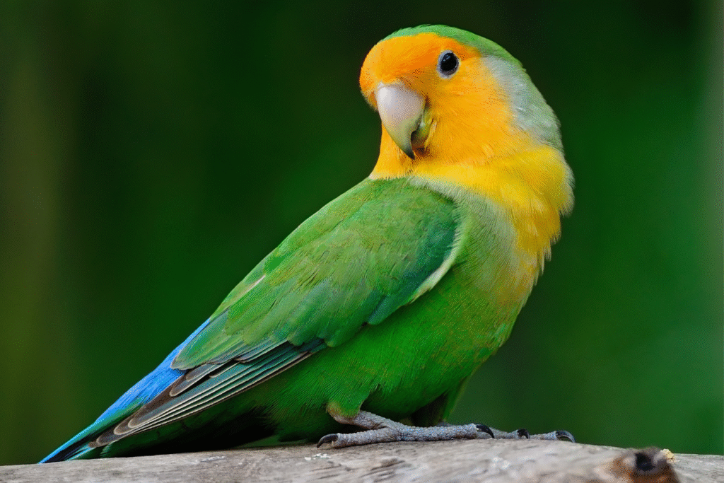 Papagáj Agapornis zelenej farbe detail z blýzka