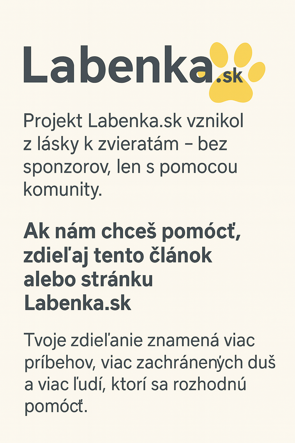 Podpor Labenku – Zdieľaj lásku k zvieratám