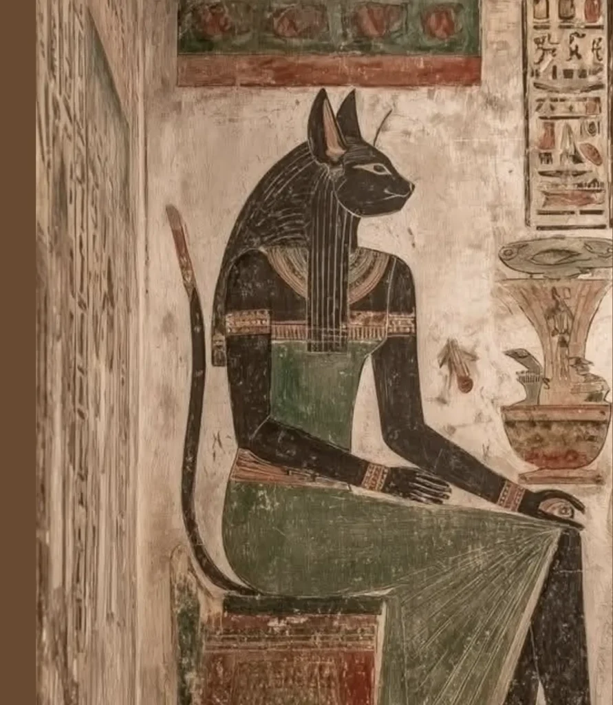 Bohyna Bastet egyptské vyobrazenie mačky